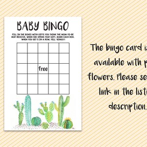 Baby-Dusche-Spiele, Kaktus-Baby-Bingo, Sukkulenten-Baby-Bingo, Kaktus-Dusche-Bingo, druckbares spanisches Baby-Dusche-Spiel, Sukkulenten-Baby-Dusche