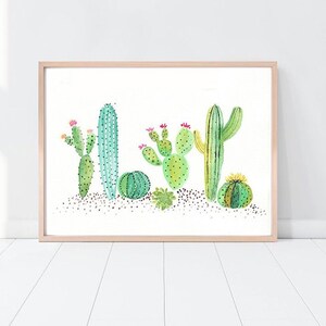 Kaktus-Art, botanische Druck, tropischen Wandkunst, Kaktus-Poster, Wallpaper Kunst, Kaktus Kinderzimmer Dekor, Aquarell, Sukkulenten, Druck