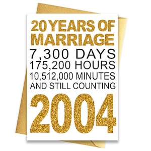 Carte d’anniversaire de mariage en or, carte d’anniversaire imprimable, imprimables du 20e anniversaire, imprimables de cartes de vœux, fichier de carte du 20e or