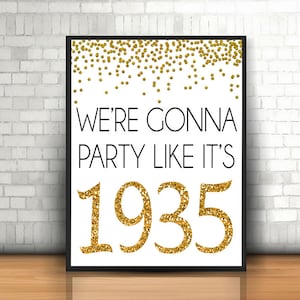 Gold 89th Birthday Sign, Cheers to 89 Years, Happy 89th Birthday, 89th Birthday Sign, 89th Anniversary Sign, Party Decoration, 1935 sign