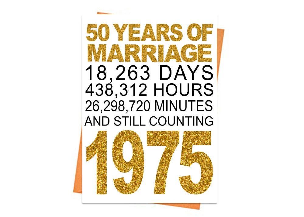 Gold 50th Wedding Anniversary Card, Printable Anniversary, 50th Anniversary, Greeting card printables, gold 50th card, 1975, gift, Milestone