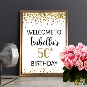 Black Gold Welcome Sign, 50th, 30th, 40th, 70th Welcome Sign, Welcome Sign, 60th Birthday, Birthday Welcome, Welcome Sign, Printable, DIY