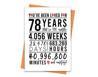 78th Birthday Card, Printable Birthday Card, 78th Birthday Printables, Greeting card printables, red 78th birthday, 78th heart birthday