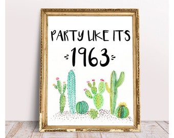 Cactus 61st Birthday, Cheers to 61 Years, Happy 61st Birthday, 61st Birthday Sign, 61st Anniversary Sign, Fiesta Birthday Party Decor, 1963