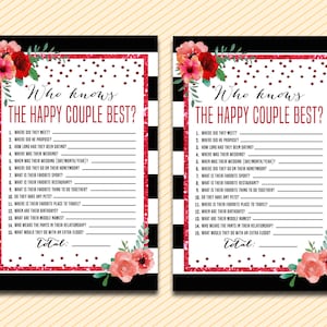 Printable anniversary party sheets - Ruby Red  - 40th anniversary -Ruby Red Anniversary - 40th wedding anniversary game - floral