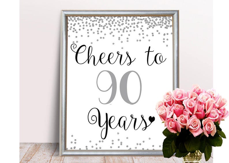 Cheers to 90 Years 90th Birthday Sign 90th Anniversary Sign | Etsy