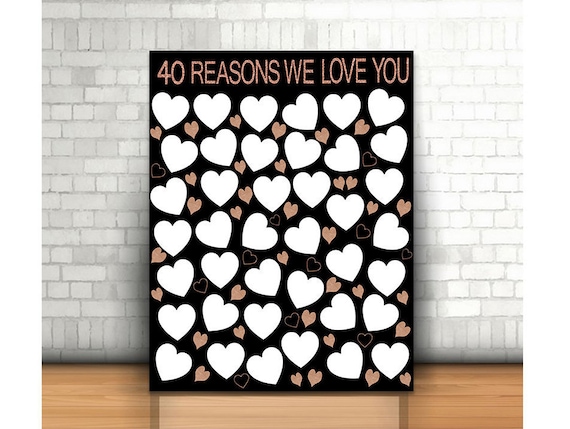 Download Rose Gold 40 Reasons We Love You 11x14 11x17 16x20 18x24 Etsy