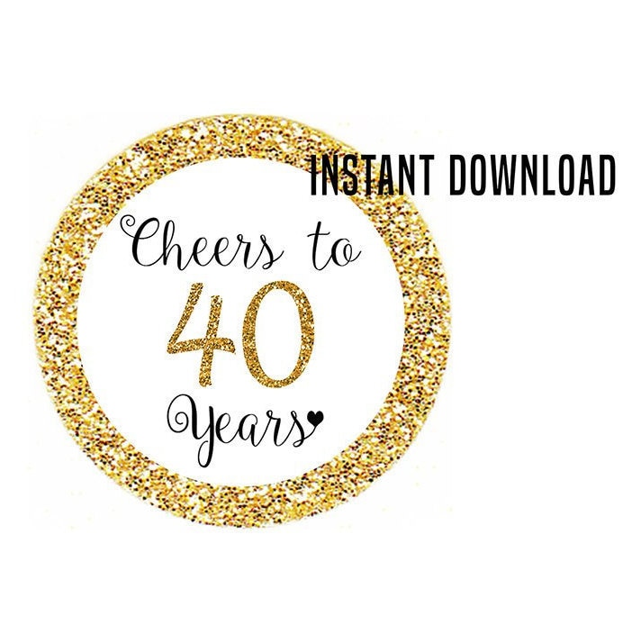 Cheers to 40 Years Favor tags Happy Birthday favor tags 40th | Etsy