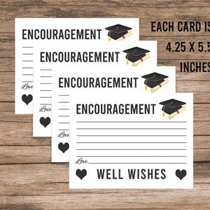 Cartes d'encouragement et de souhaits pour l'obtention du diplôme, conseils et souhaits pour le diplômé imprimable, décoration de table de remise des diplômes, cadeau de casquette de remise des diplômes