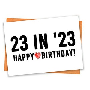 23e carte d'anniversaire, carte d'anniversaire imprimable, 23e anniversaire imprimables, cartes de voeux imprimables, rouge 23e anniversaire, carte d'anniversaire coeur 23e