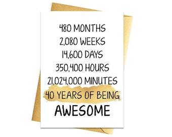 Gold 40th Birthday Card, Printable Birthday Card, 40th Birthday Printables, Greeting card printables, rose 40th birthday, 40th gold birthday