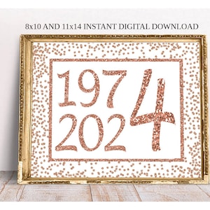 Rose Gold 50e verjaardag, Cheers tot 50 jaar, 50e verjaardag teken, 50e verjaardag, Rose Gold verjaardag teken, gelukkige 50e verjaardag, 1974 decor