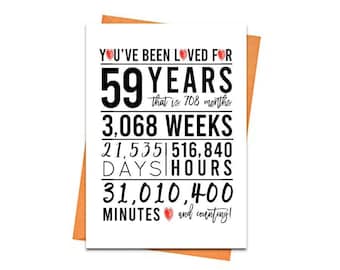 59th Birthday Card, Printable Birthday Card, 59th Birthday Printables, Greeting card printables, red 59th birthday, 59th heart birthday