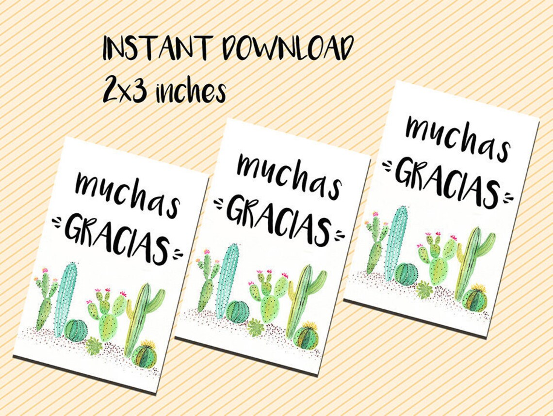 Thank You Tags Cactus Thank You Tags Fiesta Thank You | Etsy