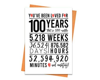 100th Birthday Card, Printable Birthday Card, 100th Birthday Printables, Greeting card printables, red 100th birthday, 100th heart birthday