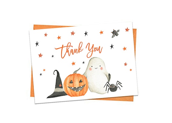 Halloween Thank You Card Printable Thank You Notes A Little - Etsy