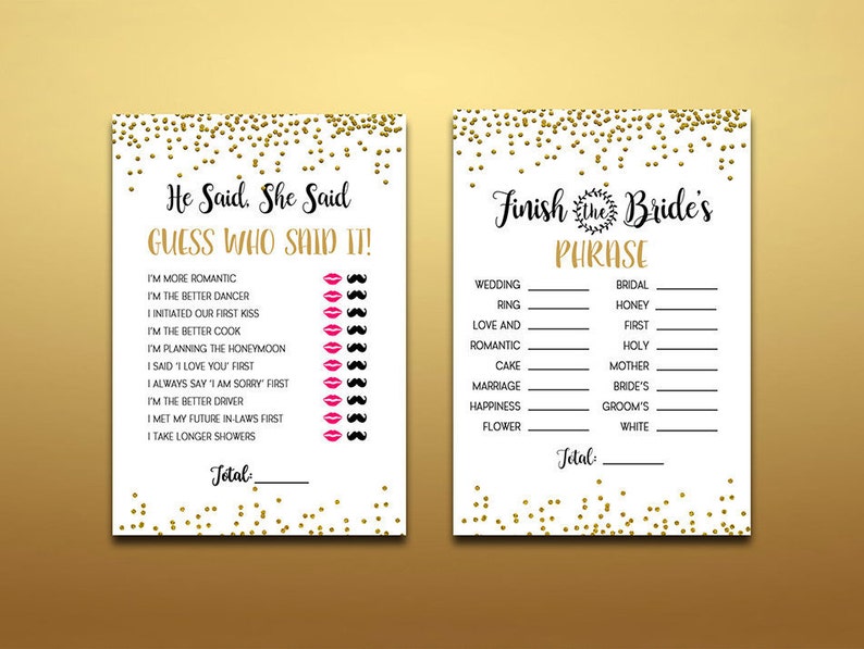 Bridal Shower Game Bundle Bridal Shower Game Pack Gold Etsy