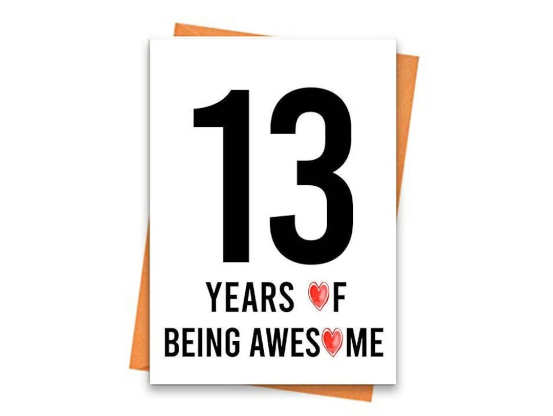 13th Birthday Card, Printable Birthday Card, 13th Birthday Printables ...