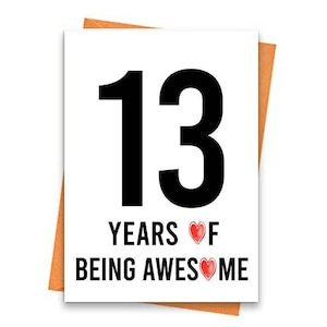 13e verjaardagskaart, afdrukbare verjaardagskaart, 13e verjaardag printables, wenskaart printables, rode 13e verjaardag, 13e hartverjaardag