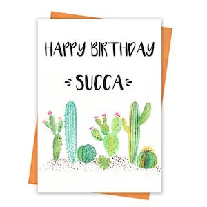 Carte d'anniversaire de cactus - carte d'anniversaire imprimable - carte de voeux de cactus - carte d'anniversaire de Succa - carte de joyeux anniversaire - carte d'anniversaire de cactus