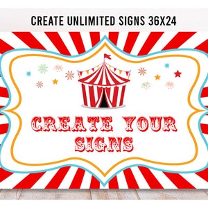 Editable Carnival Party Sign, 24x36, Printable, Circus Tent Sign, Circus Birthday Decoration, Instant Carnival Party Decor,, Carnival Signs