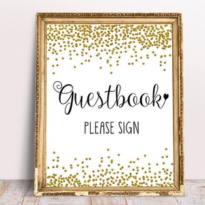 Shower Signs, Wedding  Signs, Gold Sign the Guestbook, Gold please sign the guestbook, Printable Guestbook Sign, Printable Guestbook