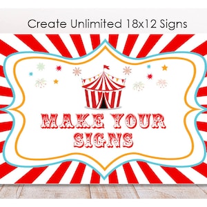 Editable Carnival Party Sign, 18x12 Printable, Circus Tent Template, Circus Birthday, Instant Carnival Party Decor,, Carnival Sign, GIFT