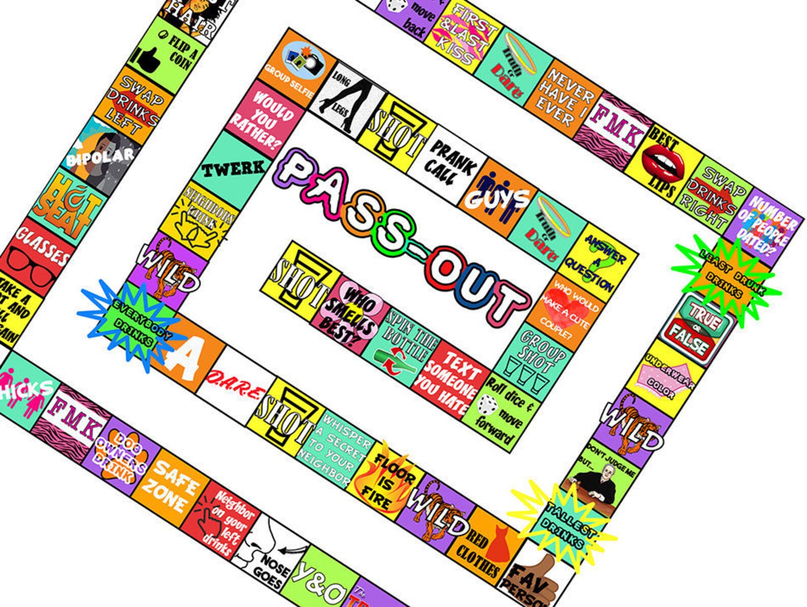 Drinking Board Game Printable Drinking Board Game Afro Drinking Game