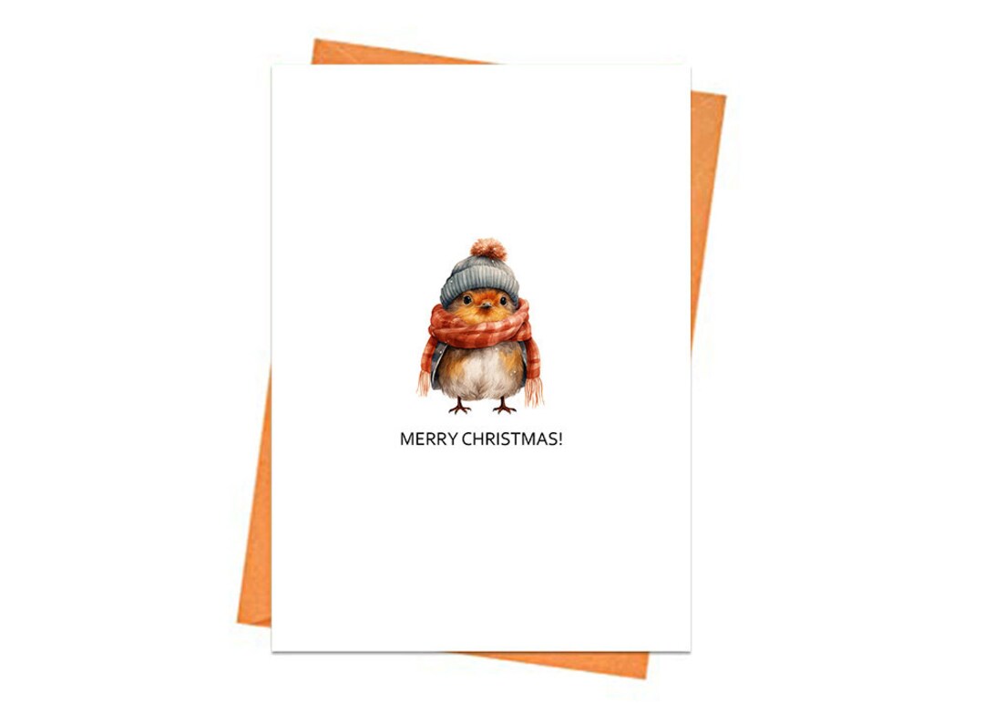Christmas Robin Card Printables, Winter Card, Christmas Greeting Card ...