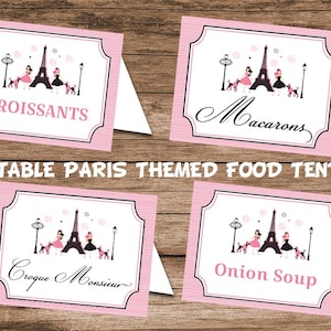 Editable Paris Food Tent, Printable, Parisian Themed Template, Paris Birthday Decor, Instant Paris Party Decor, Paris Signs, French, Gift