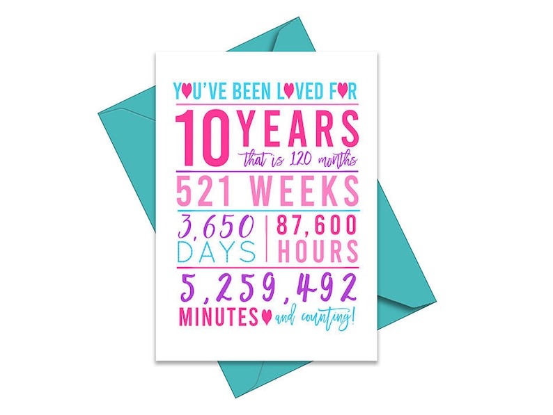 10th Birthday Card Printable Birthday Card 10th Birthday - Etsy