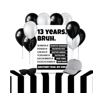 13.Bruh Geburtstag Schild und Karte, Druckbare Geburtstagskarte, Junge 13.Geburtstagsgeschenk, Grußkarte Printables, BRUH 13.Teenager Geschenk, Pack