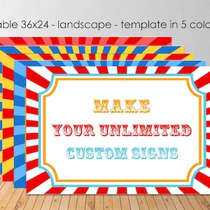 Editable Carnival Party Sign, 36x24, Printable Circus Welcome Sign, Carnival Birthday Templates, Custom Circus Party Sign, Carnival Bundle