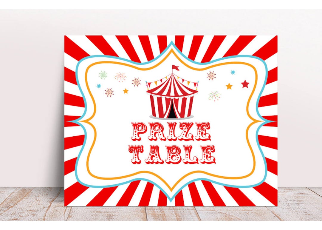 Carnival Birthday Signs, Carnival Prizes Table Sign, Circus Prizes, Circus Tent Sign, Printable ...