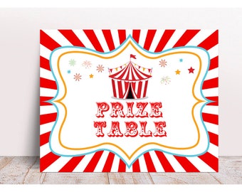 Carnival Birthday Signs, Carnival Prizes Table Sign, Circus Prizes, Circus Tent Sign, Printable Carnival signs, Carnival Table Decoration