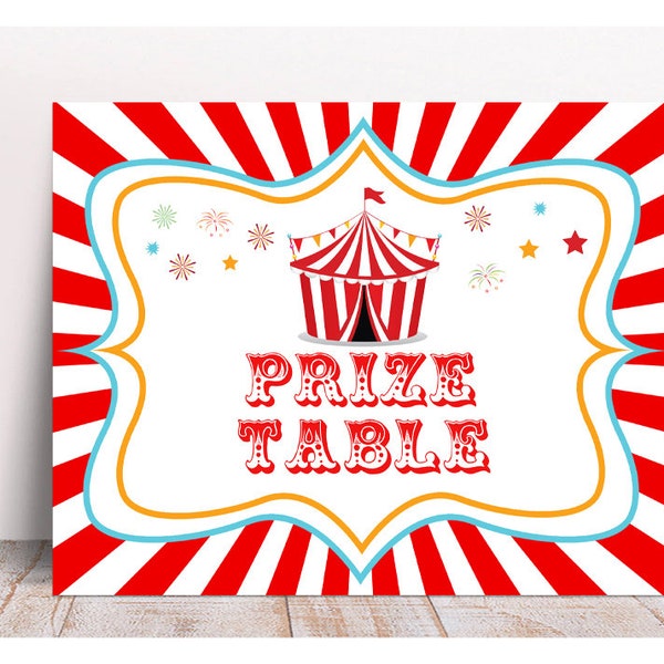 Carnival Birthday Signs, Carnival Prizes Table Sign, Circus Prizes, Circus Tent Sign, Printable Carnival signs, Carnival Table Decoration