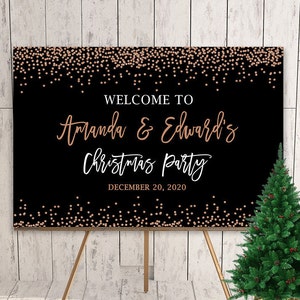 Christmas Party Welcome Sign, Rose Gold Welcome Sign, Holiday Welcome Sign, Rose Gold Christmas Welcome Custom, Winter Welcome, Printable