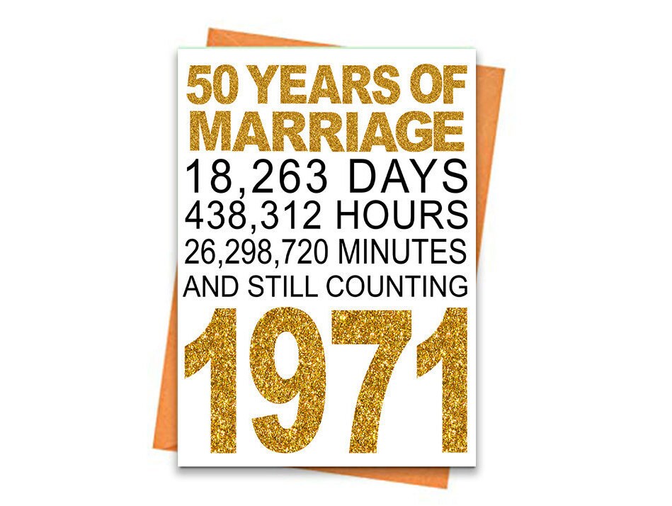 Gold 50th Wedding Anniversary Card Printable Anniversary Etsy