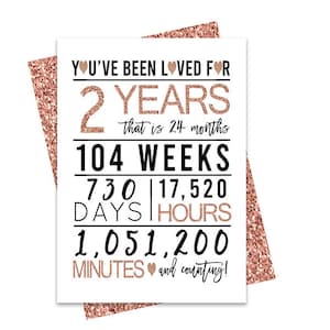 Rose Gold 2nd Birthday Card, Wydrukowana kartka urodzinowa, Wydruki na 2. urodziny, Wydruki kartek okolicznościowych, Drugie urodziny, 2nd Heart irthday