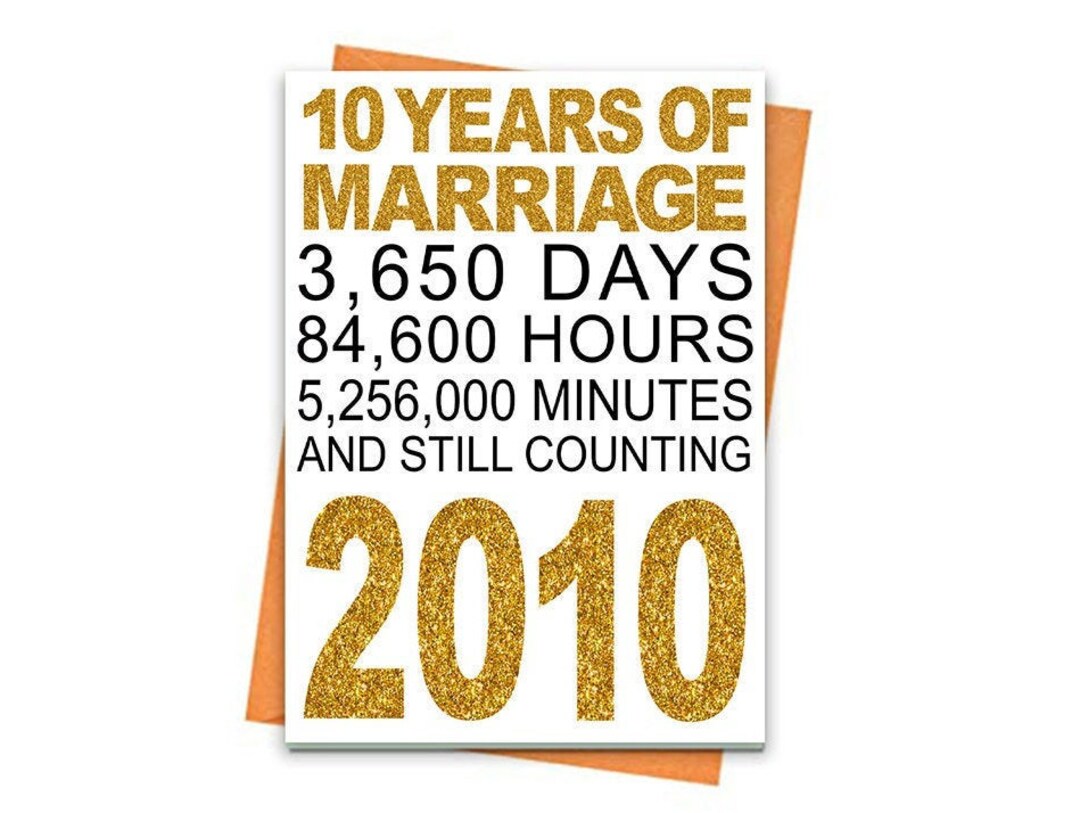 Gold10th Wedding Anniversary Card Printable Anniversary Card - Etsy