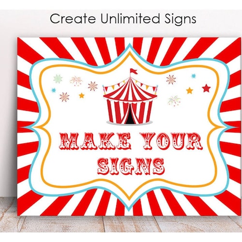 Carnival Party Signs Printable Editable Text PDF Instant Etsy