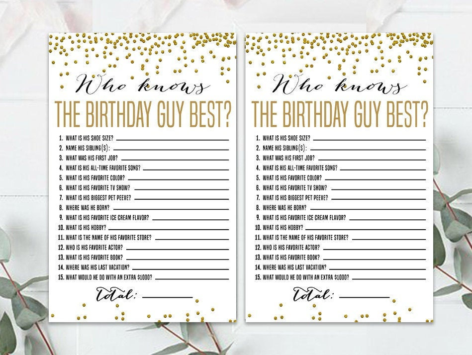 Who Knows the Birthday Guy Best How Well Do You Know the - Etsy
