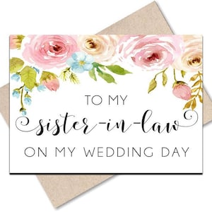 À ma belle-sœur le jour de mon mariage carte, carte de mariage belle-sœur, bientôt belle-sœur, pour ma belle-sœur, imprimable à la sœur