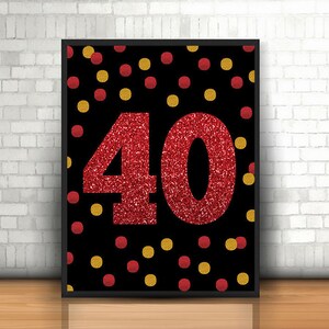 Ruby Red Anniversary Sign, 40th Anniversary Sign,40th Anniversary Printable, 40th anniversary printables, 40th birthday party sign, red