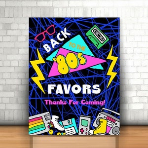 Retro Favors Sign, Printable Retro Party Sign, Back to the 80s, Throwback Birthday Party, Retro Party Decoration, Retro Favors Thank You