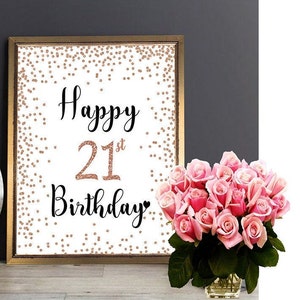Rose Gold 21st Birthday Sign, PRINTABLE sign, Cheers to 21 Years, 21st Anniversary Sign, Rose Gold 21st Birthday Decoration, Birthday décor