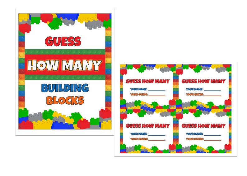 Building Blocks Birthday Signs, Building Blocks Guess How Many Activity ...