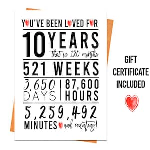 Tarjeta de cumpleaños número 10, tarjeta de cumpleaños imprimible, imprimibles de cumpleaños número 10, imprimibles de tarjetas de felicitación, cumpleaños número 10 rojo, cumpleaños del décimo corazón