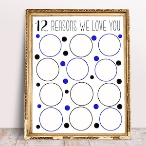 12 Reasons We Love You, 8x10, 11x14, 16x20, Birthday Gift For Him, Blue 12th birthday gift, printable 12 reasons, 12th Birthday Party Decor