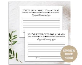 Loved for 60 Years, Birthday Party Cards, Instant download printable, Share a favorite memory Card, Sixty 60th Fiftieth bday, 60th bday gift
